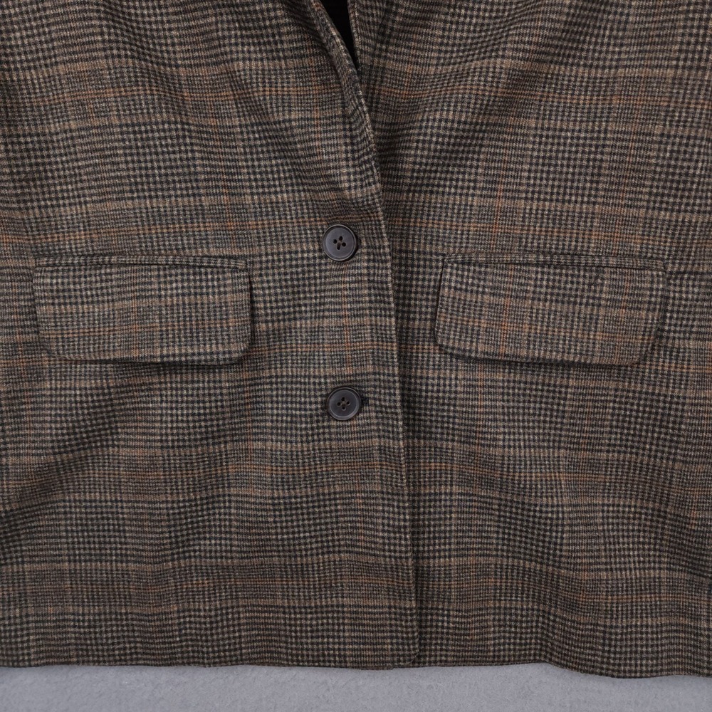 Old Navy Womens XS Petite Relaxed Unlined Blazer Brown Plaid Jacket New - Picture 4 of 16